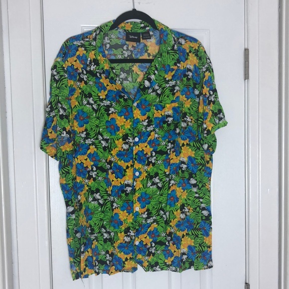 Disney Other - Men’s Disney Hawaiian Tropical Mickey Mouse Floral short sleeveSZ XL, ft pckt,